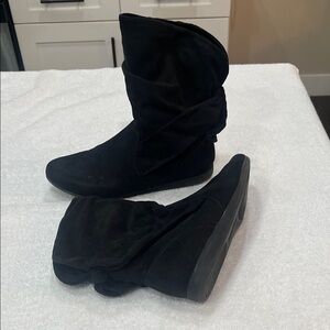 Faded Glory Black Suede Mid-Calf Slouch Boots